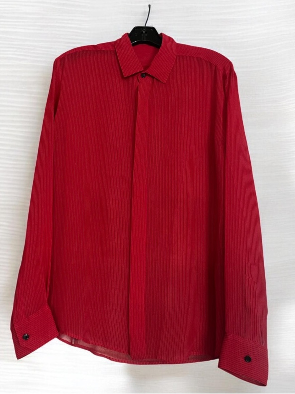 SAINT LAURENT PARIS Georgette Semi Sheer Silk Button -38